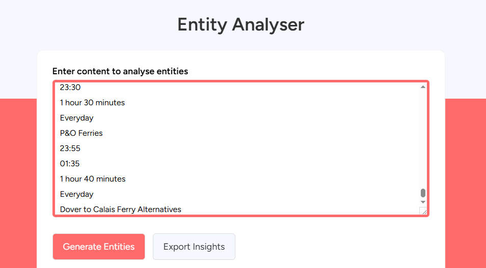 entity analyser tool
